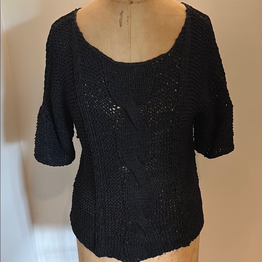 Opening Ceremony Black Crew Neck Sweater with Textured Knit